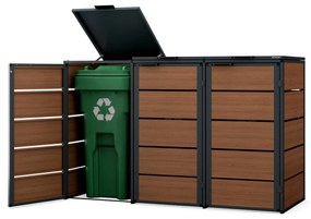 Zabudowa śmietnikowa 120L trzykomorowa, antracyt - orzech