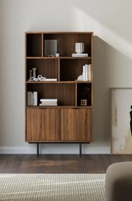 Regał loft na nóżkach z szafką orzech warmia N3-B15