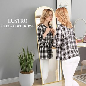 HOMCOM Lustro stojące, lustro całopostaciowe, duże lustro, nowoczesny design, 50 cm x 1,5 cm x 161,5 cm, Złote | Aosom PL