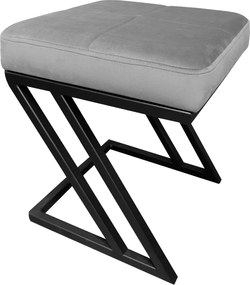 Pufa ZETA tkanina Welur loft ławka podnóżek metal : Kolor Stelaża - Czarny , Kolor tkaniny - VELVET - MG17, Typ tkaniny - Velvet