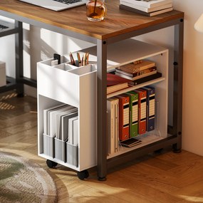 HOMCOM Stojak na drukarkę z podzieloną komorą, półkami do biura, 70 x 34 x 60 cm, biały | Aosom PL