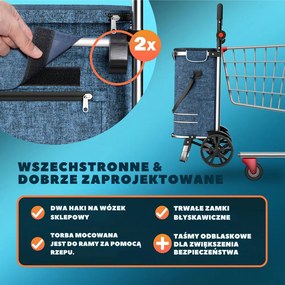 Torba na zakupy na kółkach EASY, 50l, niebieska Jurhan