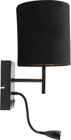 Lampa ścienna w stylu art deco czarna z abażurem z weluru - Stacca