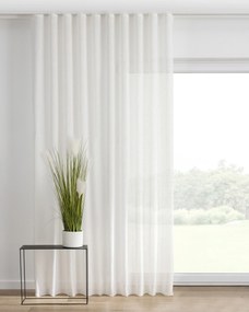 Zasłona na taśmie wave kolor biały tkanina półprzezroczysta, strukturalna, lniana