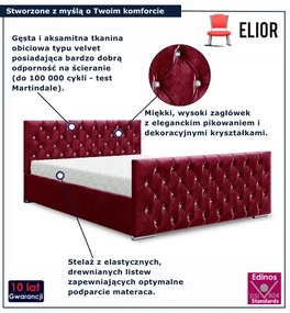 Czerwone pikowane łóżko w stylu glamour 5 rozmiarów M0-F13