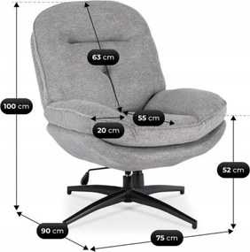 Fotel Wypoczynkowy Obrotowy MESA do Salonu Szary Nowoczesny