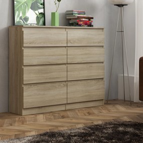 Komoda ADRIANO 120 cm do Salonu Sypialni 8 Szuflad Dąb sonoma