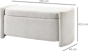 HOMCOM Ławka tapicerowana z miejscem do przechowywania kremowobiała elegancka 105x44x45 cm | Aosom PL