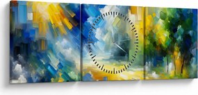 Obraz - Abstrakcyjny słoneczny dzień (z zegarem) (90x30 cm)