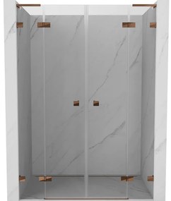 Mexen Lunar L Duo drzwi prysznicowe uchylne 160 cm, transparent, różowe złoto - 834DL-160-000-60-00