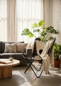 Czarno-biały skórzany fotel butterfly vintage P7-S36