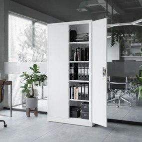 Biurowa szafa metalowa na akta JAN, 900 x 1850 x 400 mm, biała