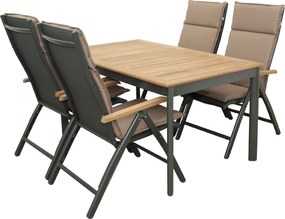 Doppler CONCEPT TEAK FSC® 4+1 - ogrodowy zestaw wypoczynkowy (aluminium/drewno tekowe)