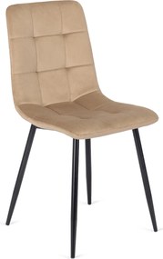 Zestaw Stół Okrągły Rozkładany HARRY 102-142 cm Dąb Craft/Czarny i 4 Krzesła Tapicerowane PERU Beżowe Welurowe Nowoczesne