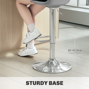 HOMCOM Zestaw 2 Hokerów Barowych, Obracane Krzesła z Oparciem, Regulowane Wysokość, do 120 kg, 42 x 38 x 82-104 cm, Szary