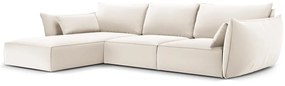 Beżowy aksamitny narożnik (lewostronny/z szezlongiem) Vanda – Mazzini Sofas