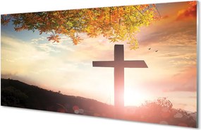 Szkło do Kuchni na Ścianę Krzyż na tle Drzewa Życia