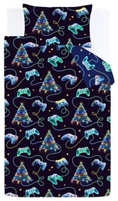 Czarno-niebieska pościel jednoosobowa 135x200 cm Christmas Gamer – Catherine Lansfield