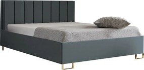 Łóżko tapicerowane MALIBU, wezgłowie, obicie MONOLITH, pojemnik na pościel, podnośnik gazowy, wysokość spania 39 cm, 120x200 cm, Szary