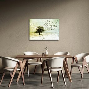 Obraz - Malowane stado ptaków (70x50 cm)
