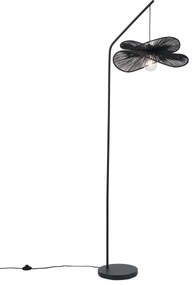 Lampa podłogowa Art Deco czarna z czarnym kloszem - Nest