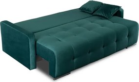 Sofa z Funkcją Spania FAVIO Wersalka Rozkładana Dwuosobowa Welurowa Zielona