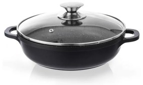 Niski garnek z powierzchnią nieprzywierającą Pfluon Granit i szklaną pokrywką Orion Grande, ⌀ 28 cm