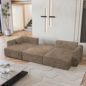 Masseno Narożnik FENTO z funkcją spania i pojemnikiem na pościel Narozniki U, Rozkładana sofa - Beżowy, TILIA 17