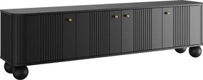 Szafka RTV Vesper 4D 187 cm - czarny / złote uchwyty / nogi kule