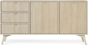 Komoda: piaskowy beż / skandynawskie jodełki, drewniane nogi, 158 x 80 x 38 cm