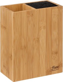 Zestaw akcesoriów kuchennych w bambusowym bloku: 6 noży i 5 przyborów