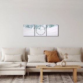Obraz - Turkusowa abstrakcja (z zegarem) (90x30 cm)