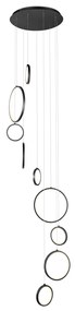 Designerska lampa wisząca czarna 9-punktowa z diodami LED z 3-stopniową regulacją ściemniania - Vide Anella