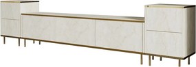 Stolik pod telewizor z szafkami Imej Travertine and Gold