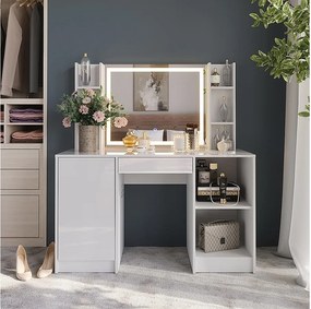 Stół toaletowy biały/biały wysoki połysk 128.2x50.1x76 sherry