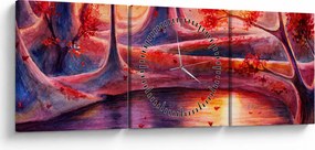 Obraz magicznego lasu (z zegarem) (90x30 cm)