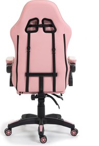 Fotel gamingowy z podnóżkiem Raxor, kolor różowo-biały