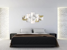 Obraz - 3D koła z kwiatami (125x70 cm)