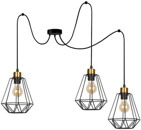 Czarna metalowa potrójna lampa pająk do salonu - K113-Telesto