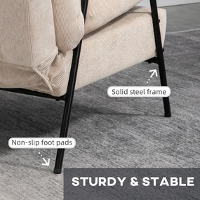 HOMCOM Fotel wypoczynkowy z podnóżkiem, funkcja leżenia, wygodny fotel telewizyjny, 68 x 91,5 x 88 cm, kolor Beżowy