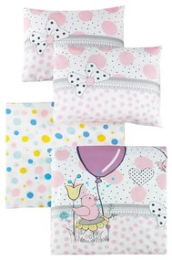 Pościel dziecięca do łóżeczka z bawełny renforcé z prześcieradłem/4-częściowa 100x150 cm Balloons – Mijolnir