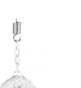 Białe wiszące krzesło KOKON bez stojaka, jasna poduszka