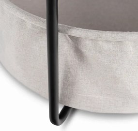Stolik Kawowy z Koszem VARANO 55 cm Czarny/Beżowy Skandynawski