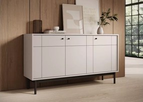 3-drzwiowa komoda Lerida 2 w kolorach dąb linea lub kaszmir z czarnymi, drewnianymi nóżkami
