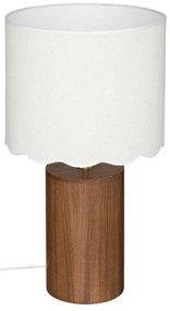 Lampa stołowa z białym abażurem VANIA, drewniana podstawa, Ø 28 cm