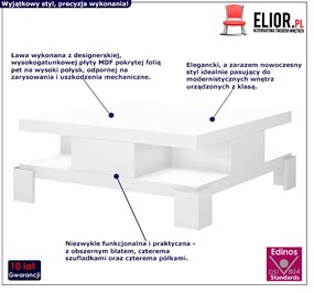 Biała ława wysoki połysk z szufladami - Angie 3X