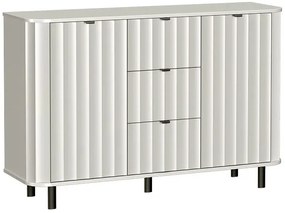 Biała ryflowana komoda z 3 szufladami R3-A85