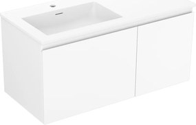 Mexen Orio szafka łazienkowa 100 cm z umywalką Otis lewą, 1S, 1D, biała mat - 91A13-10047-3-BBFF01-W18L01
