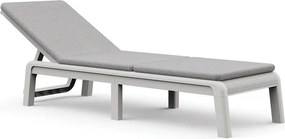 Jasnoszary plastikowy/tapicerowany regulowany składany leżak ogrodowy Atlas – Keter