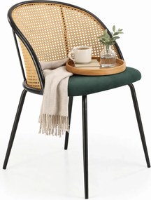 Zielone krzesło z rattanowym oparciem M1-M27